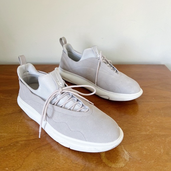 Article No • 0502 Suede Sneakers in Light Gray taupe lace up trainers 0518 main image 4
